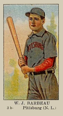 1910 American Caramel W.J. Barbeau 3.b. # Baseball Card