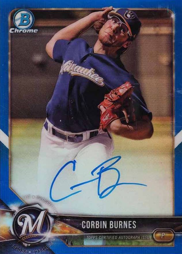 2018 Bowman Prospects Autographs Chrome Corbin Burnes #CB Baseball Card