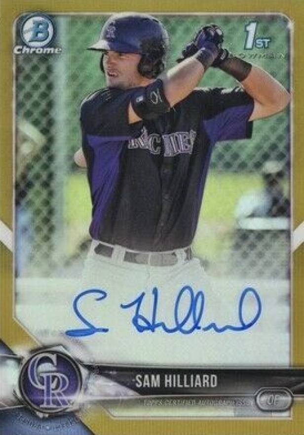 2018 Bowman Prospects Autographs Chrome Sam Hilliard #SHI Baseball Card