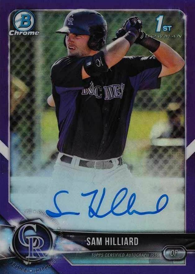2018 Bowman Prospects Autographs Chrome Sam Hilliard #SHI Baseball Card