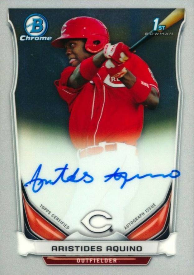 2014 Bowman Chrome Autograph Prospects Aristides Aquino #AA Baseball Card