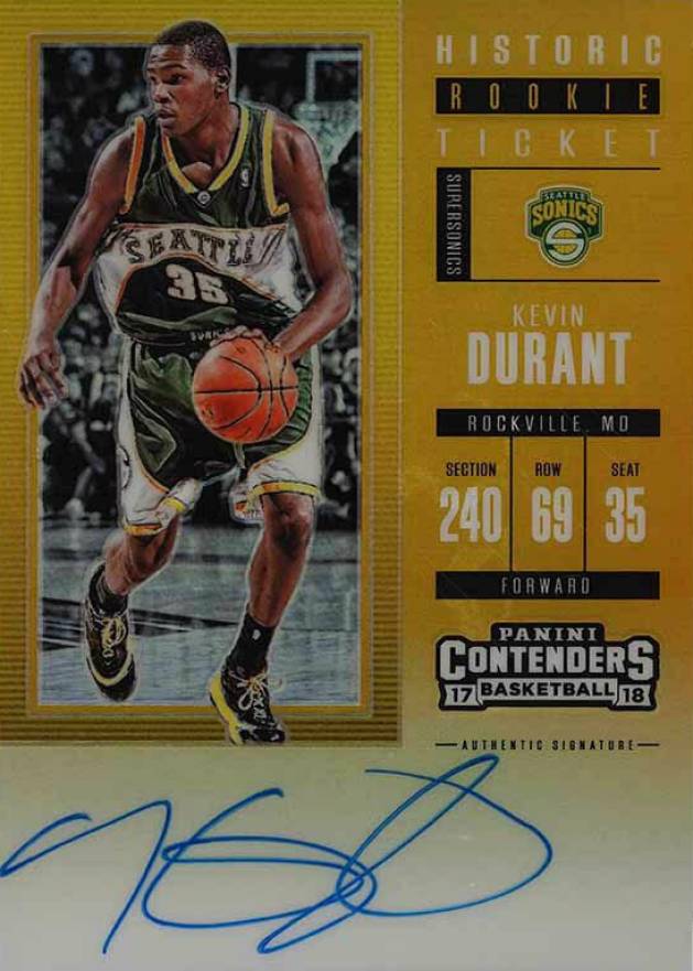 2017 Panini Contenders Historic Rookie Ticket Autographs Kevin Durant #HRTKD Basketball Card