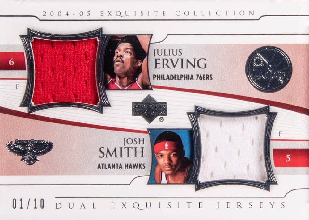 2004 Upper Deck Exquisite Collection Extra Exquisite Dual Jersey Josh Smith/Julius Erving #EJ2ES Basketball Card