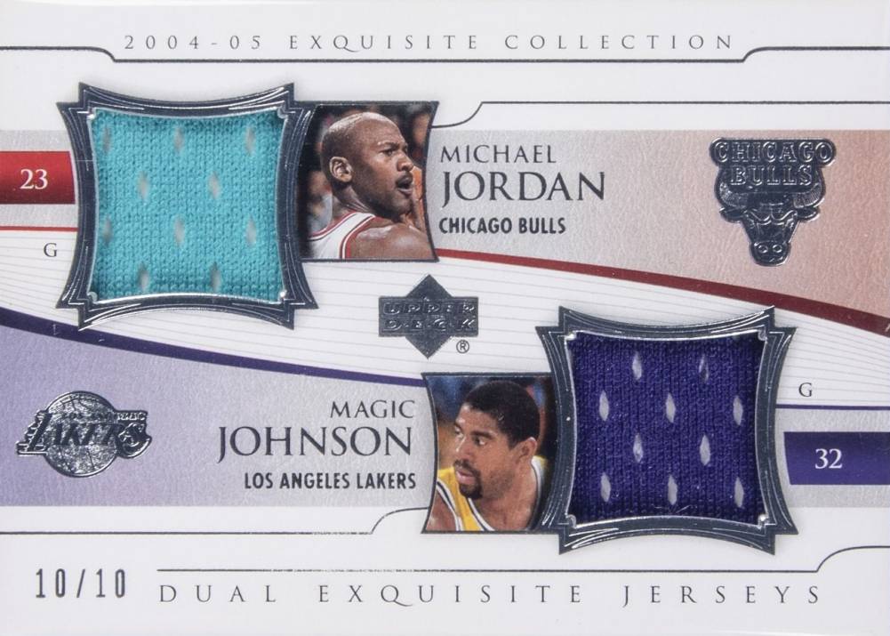 2004 Upper Deck Exquisite Collection Extra Exquisite Dual Jersey Michael Jordan/LeBron James #EJ2JJ Basketball Card