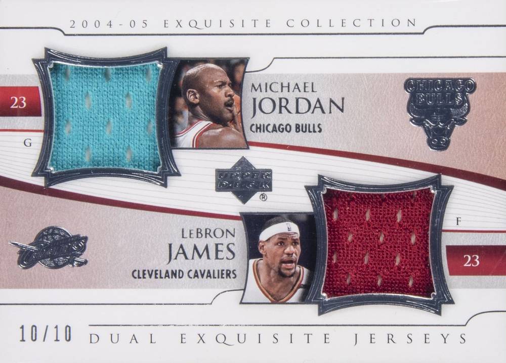 2004 Upper Deck Exquisite Collection Extra Exquisite Dual Jersey Michael Jordan/LeBron James #EJ2ML Basketball Card