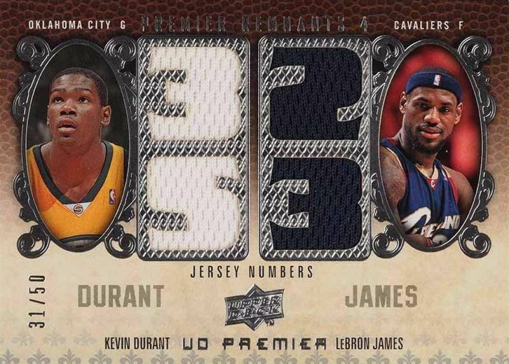 2008 Upper Deck Premier Premier Remnants Quad Durant/James #PR4JD Basketball Card