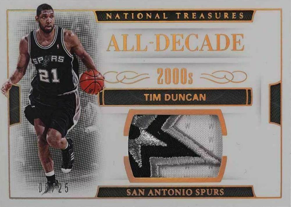 2016 Panini National Treasures All-Decade Materials Tim Duncan #3 Basketball Card