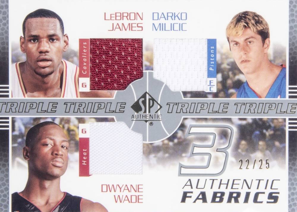 2003 SP Game Used Authentic Fabrics Triple James/Milicic/Wade #JMW Basketball Card