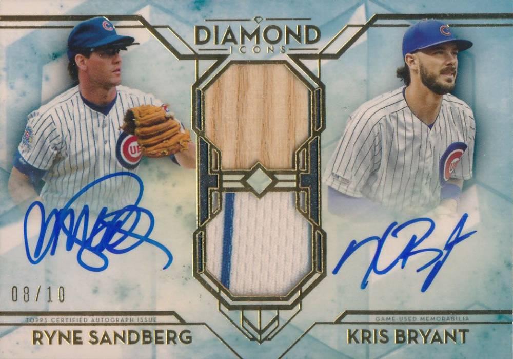 2020 Topps Diamond Icons Dual-Player Autographed Relics Kris Bryant/Ryne Sandberg #SBR Baseball Card