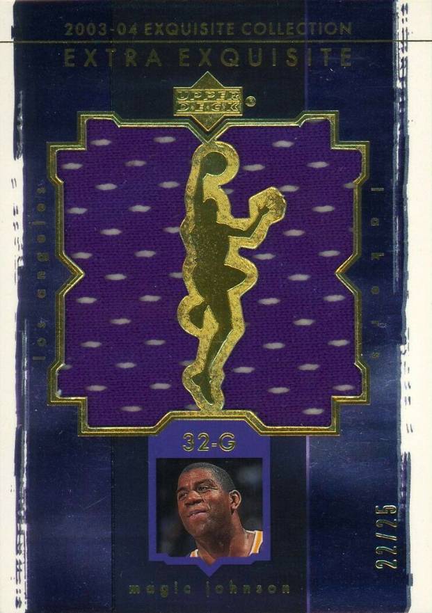 2003 Upper Deck Exquisite Collection Extra Exquisite Dual Jersey Magic Johnson #EE2MA Basketball Card