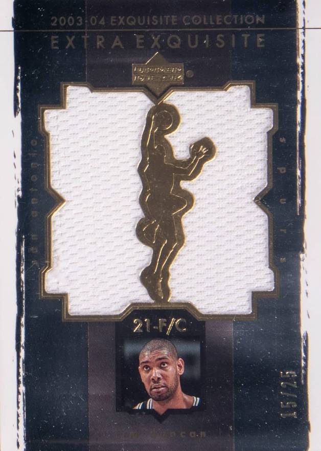 2003 Upper Deck Exquisite Collection Extra Exquisite Dual Jersey Tim Duncan #EE2TD Basketball Card