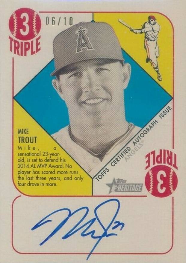 2015 Topps Heritage '51 Collection Autographs Mike Trout #MT Baseball Card