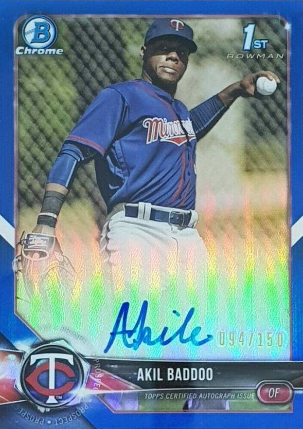 2018 Bowman Chrome Prospects Autographs Akil Baddoo #BCPAAB Baseball Card