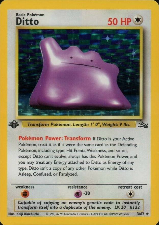 1999 Pokemon Fossil Ditto-Holo #3 TCG Card