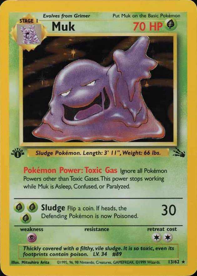 1999 Pokemon Fossil Muk-Holo #13 TCG Card