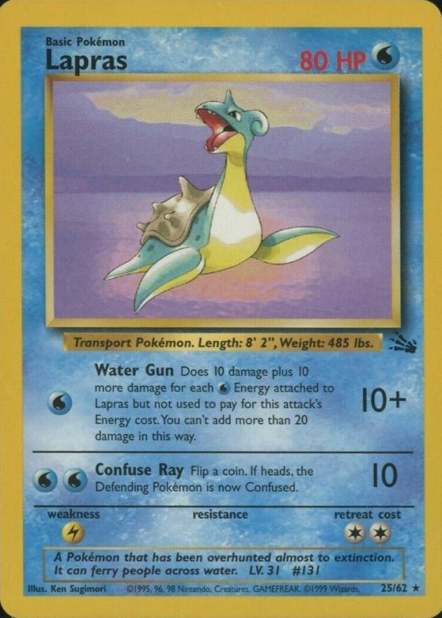 1999 Pokemon Fossil Lapras #25 TCG Card