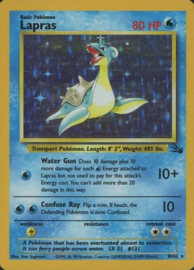 1999 Pokemon Fossil Lapras-Holo #10 TCG Card