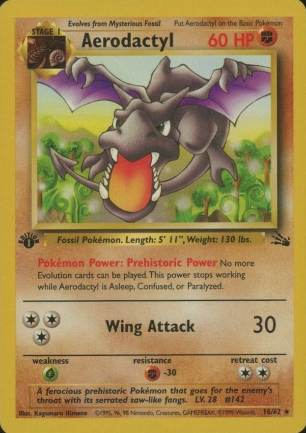 1999 Pokemon Fossil Aerodactyl #16 TCG Card