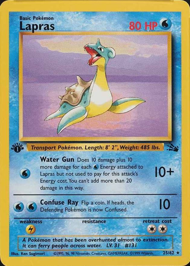1999 Pokemon Fossil Lapras #25 TCG Card