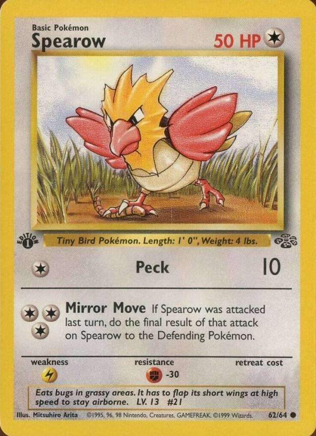 1999 Pokemon Jungle Spearow #62 TCG Card