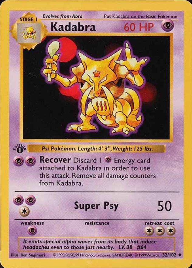 1999 Pokemon Game Kadabra #32 TCG Card