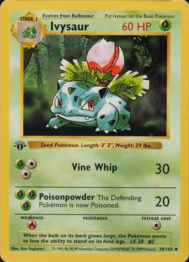 1999 Pokemon Game Ivysaur #30 TCG Card