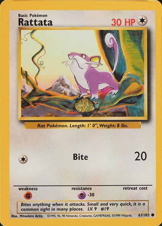 1999 Pokemon Game Rattata #61 TCG Card