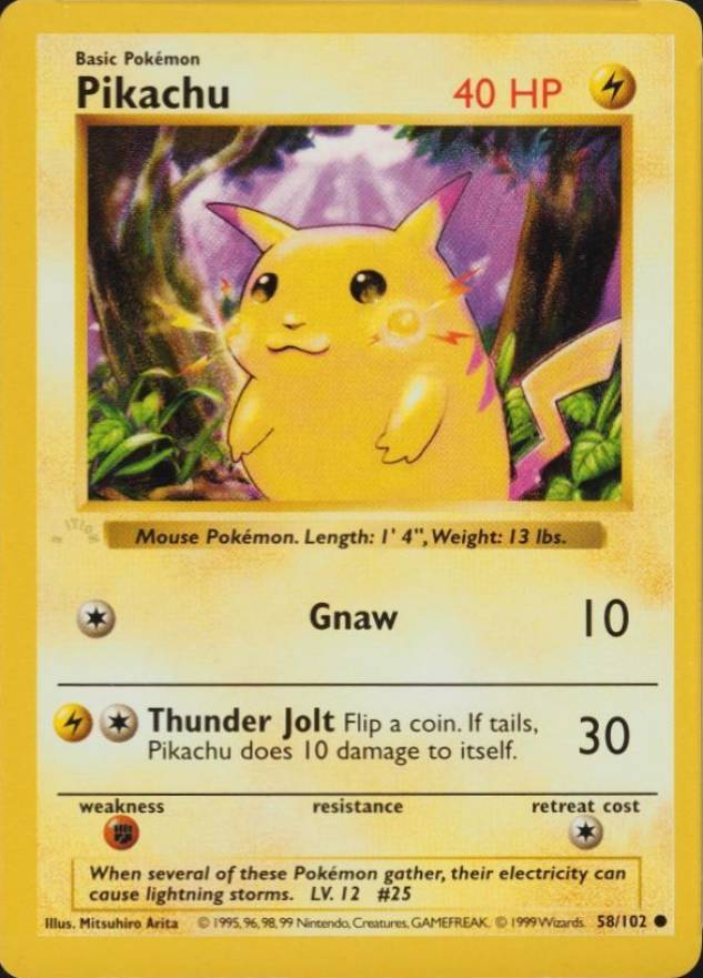 1999 Pokemon Game Pikachu #58 TCG Card