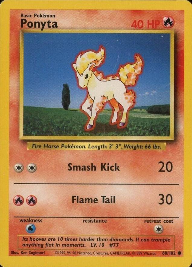 1999 Pokemon Game Ponyta #60 TCG Card