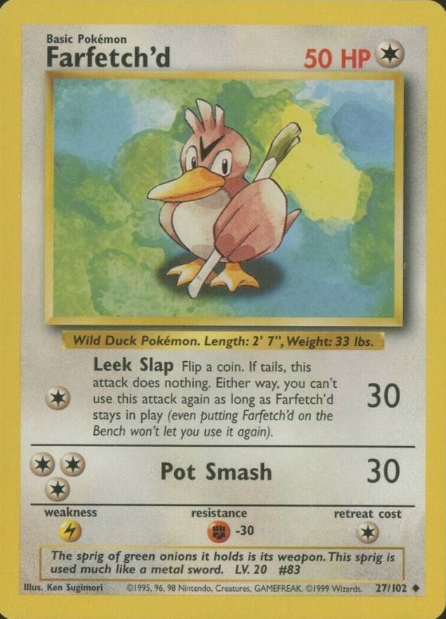1999 Pokemon Game Farfetch'd #27 TCG Card