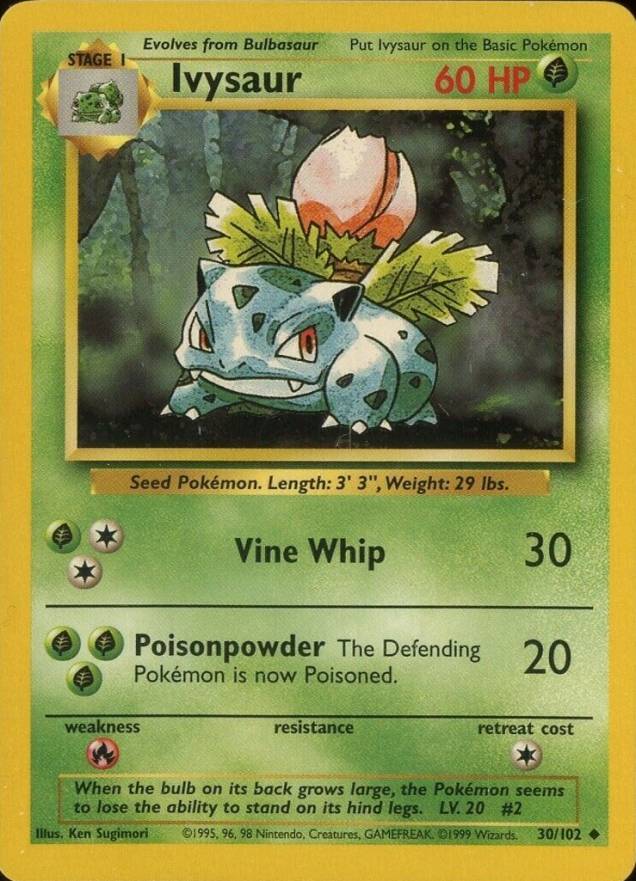 1999 Pokemon Game Ivysaur #30 TCG Card
