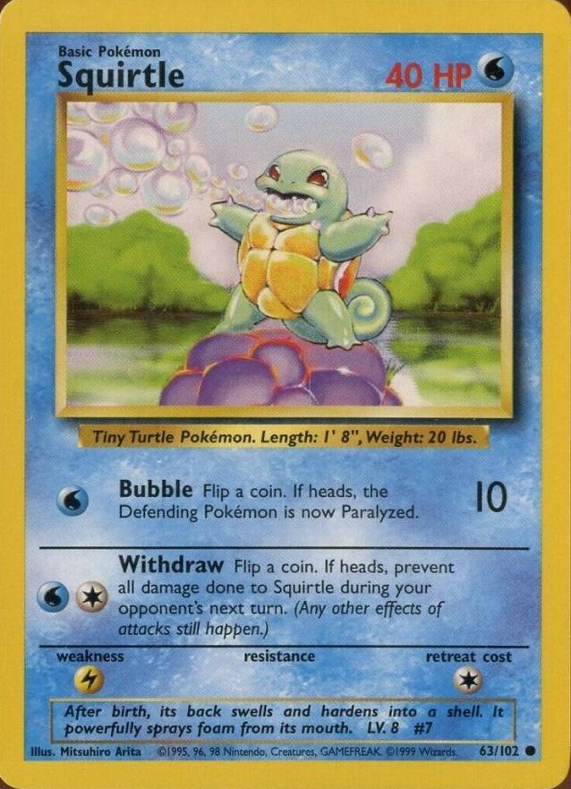 1999 Pokemon Game Squirtle #63 TCG Card