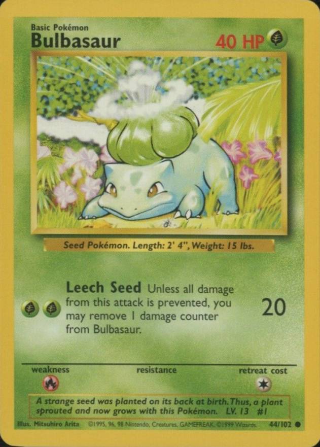 1999 Pokemon Game Bulbasaur #44 TCG Card