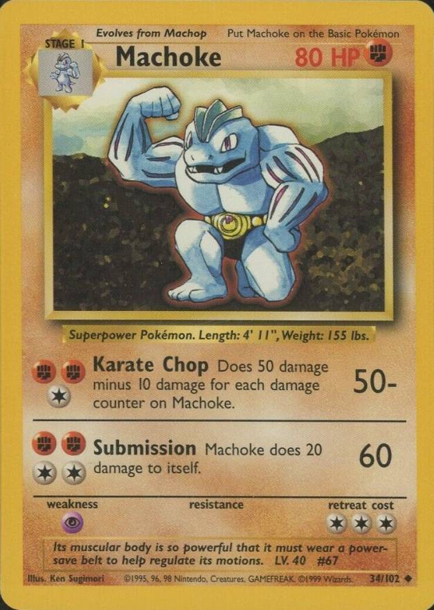 1999 Pokemon Game Machoke #34 TCG Card