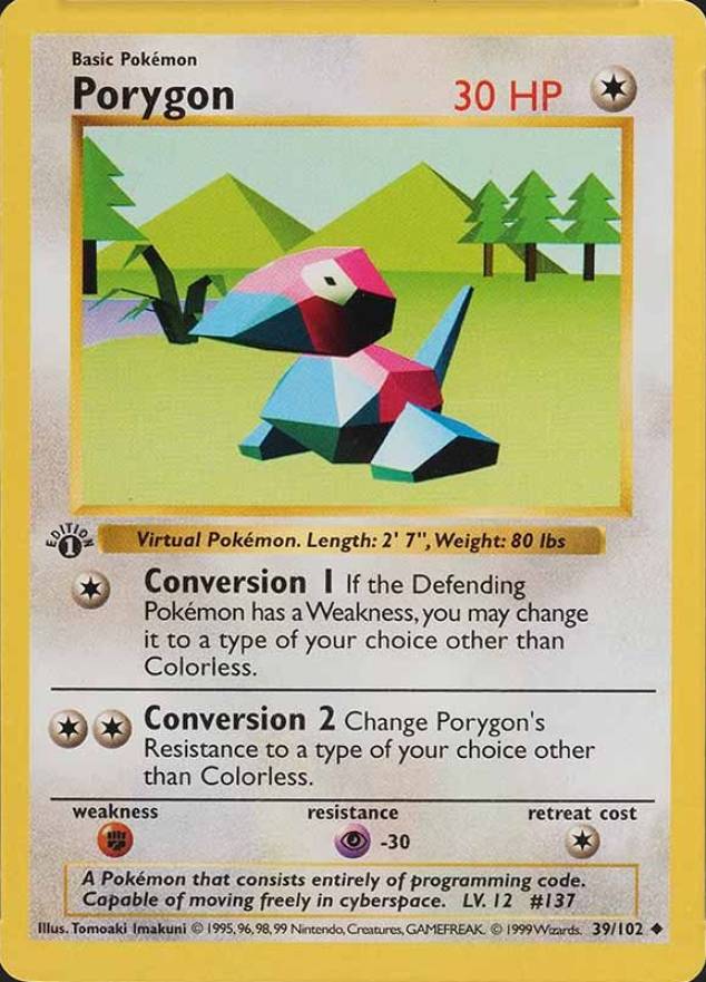 1999 Pokemon Game Porygon #39 TCG Card