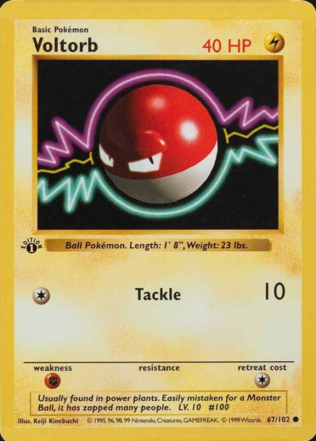 1999 Pokemon Game Voltorb #67 TCG Card