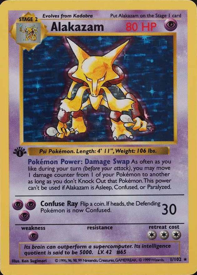 1999 Pokemon Game Alakazam-Holo #1 TCG Card