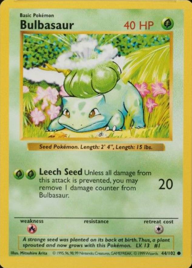 1999 Pokemon Game Bulbasaur #44 TCG Card