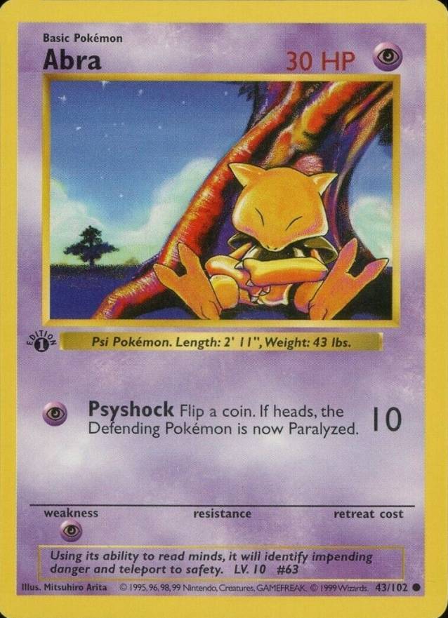 1999 Pokemon Game Abra #43 TCG Card