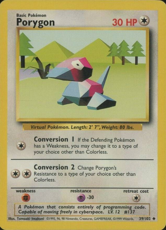 1999 Pokemon Game Porygon #39 TCG Card
