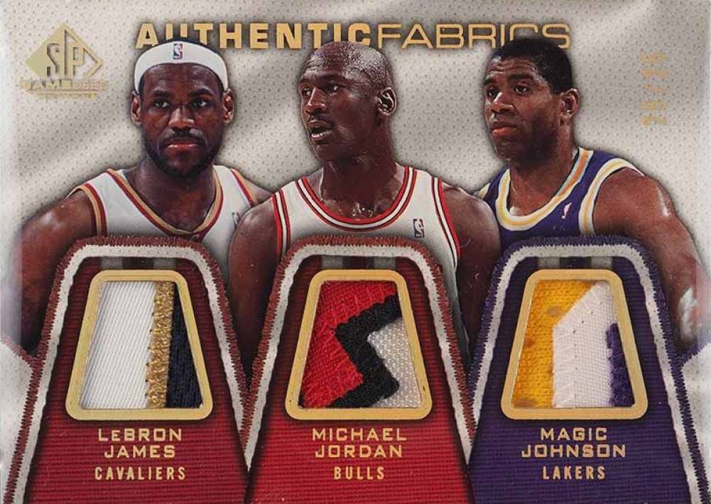 2007 SP Game Used Authentic Fabrics Triple LeBron James/Michael Jordan/Magic Johnson #JJJ Basketball Card