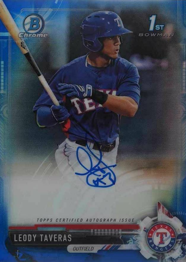 2017 Bowman Chrome Prospect Autograph Leody Taveras #LT Baseball Card