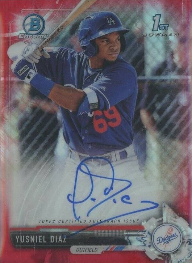 2017 Bowman Chrome Prospect Autograph Yusniel Diaz #YD Baseball Card
