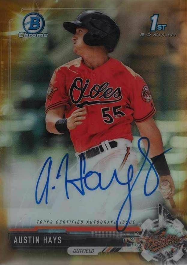 2017 Bowman Chrome Prospect Autograph Austin Hays #AH Baseball Card