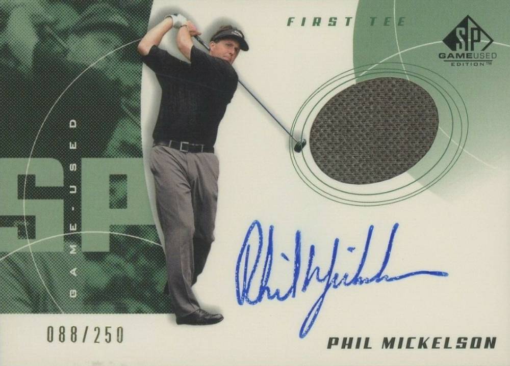 2002 SP Game Used Golf Signed Shirt Phil Mickelson #80 Golf Card