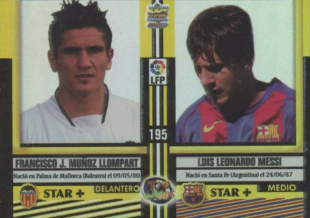 2004 Mundi Cromo Top Liga Borja Fernandez/Daniel Rodriguez/Francisco Llompart/Lionel Messi #195 Soccer Card