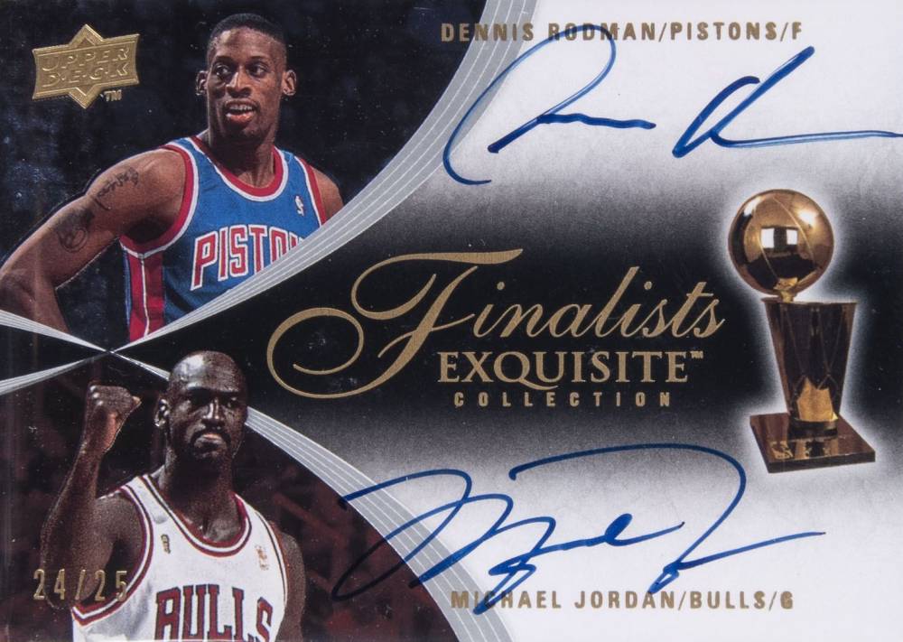 2007 Upper Deck Exquisite Collection Finalists Autographs Dual Michael Jordan/Dennis Rodman #FA-JR Basketball Card
