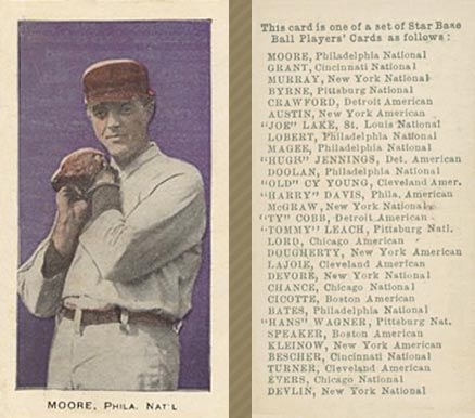 1911 George Close Candy Moore, Phila. Nat'l # Baseball Card