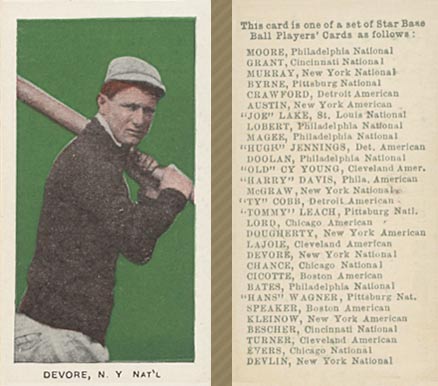 1911 George Close Candy Devore, N.Y. Nat'l # Baseball Card