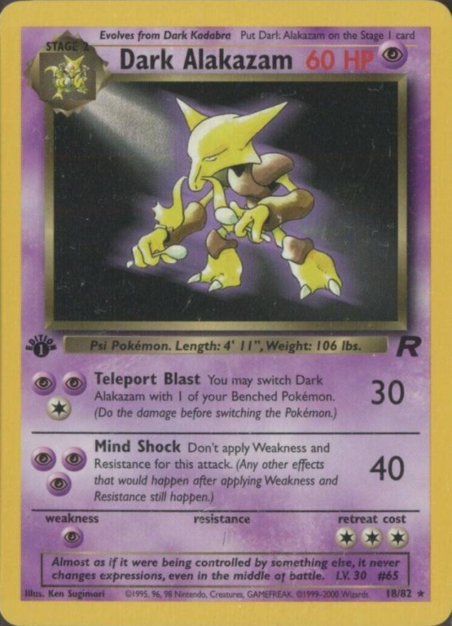2000 Pokemon Rocket Dark Alakazam #18 TCG Card
